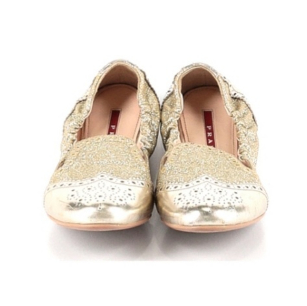 Prada Linea Rosa Gold Ballet Flats Size 36 EU - Picture 2 of 2